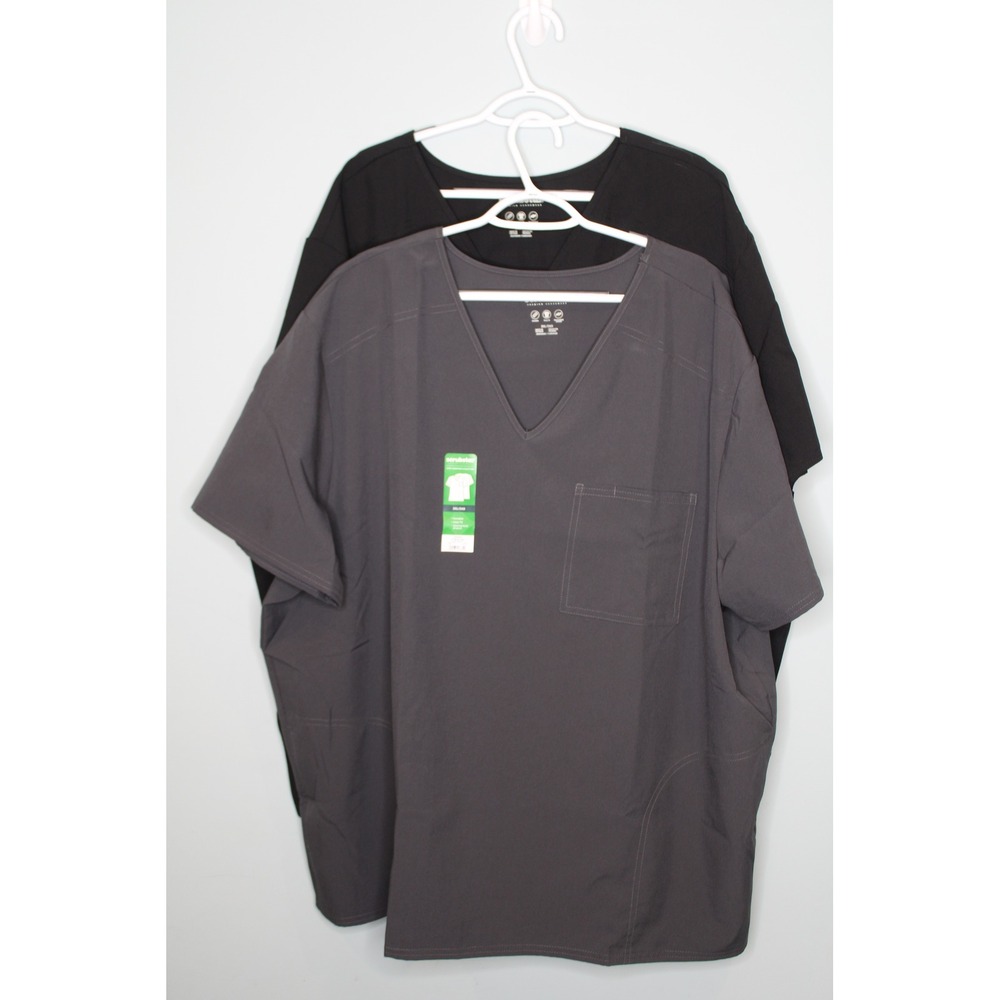 Scrubstar Premium Unisex V-Neck Scrub Tops 2 Pack Pewter Black 3XL WM03T921